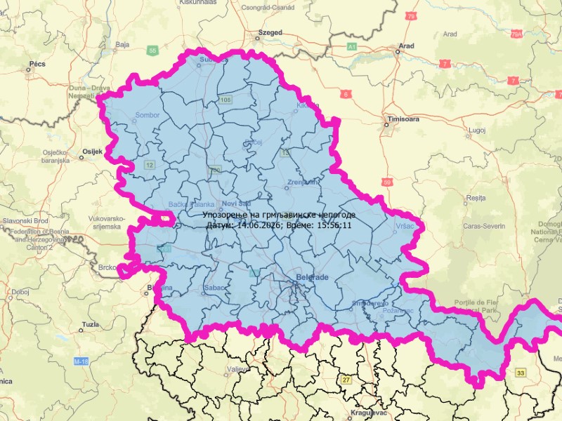 Večeras moguće oluje sa krupnim gradom i orkanskim udarima vetra u Braničevskom okrugu