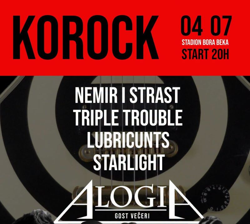 KOROCK 2026 u Kostolcu: Alogia i poznati rok bendovi na stadionu Bora Beka