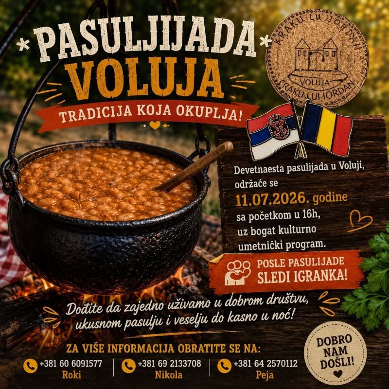 Pasuljijada u Voluji 2026: Tradicija koja okuplja uz dobar pasulj, muziku i druženje
