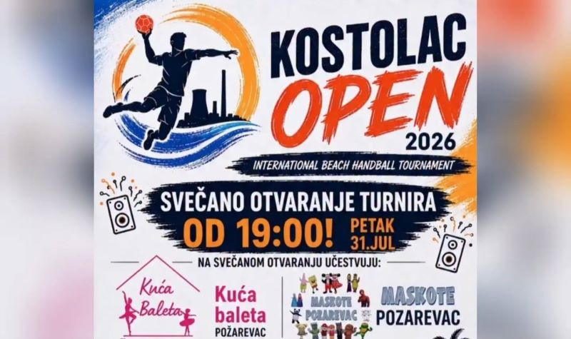 Kostolac Open 2026 na plaži Topoljar – međunarodni turnir u rukometu na pesku