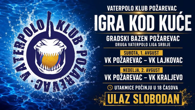 Vaterpolisti VK Požarevac na Gradskom bazenu igraće utakmice Druge vaterpolo lige Srbije.