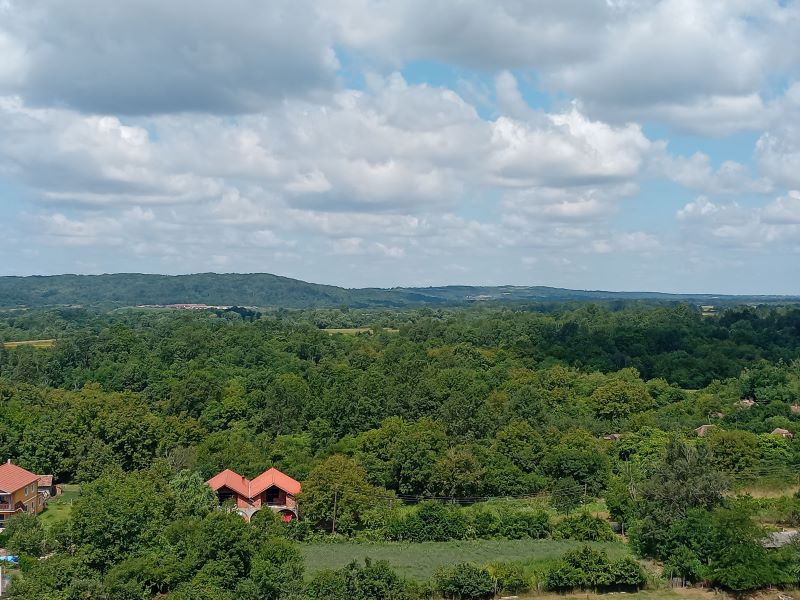 Panoramski pogled na zelen pejzaž tokom toplog dana