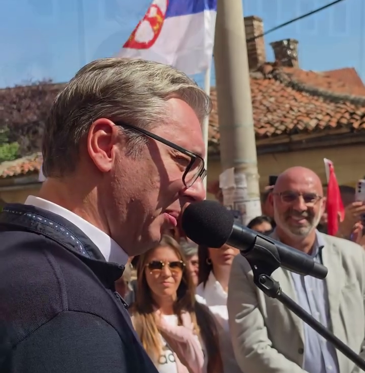 Aleksandar Vučić tokom posete Požarevcu nakon ostavke na funkciju predsednika Srbije